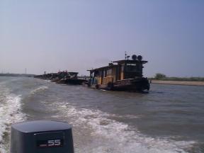 Very long series of boats